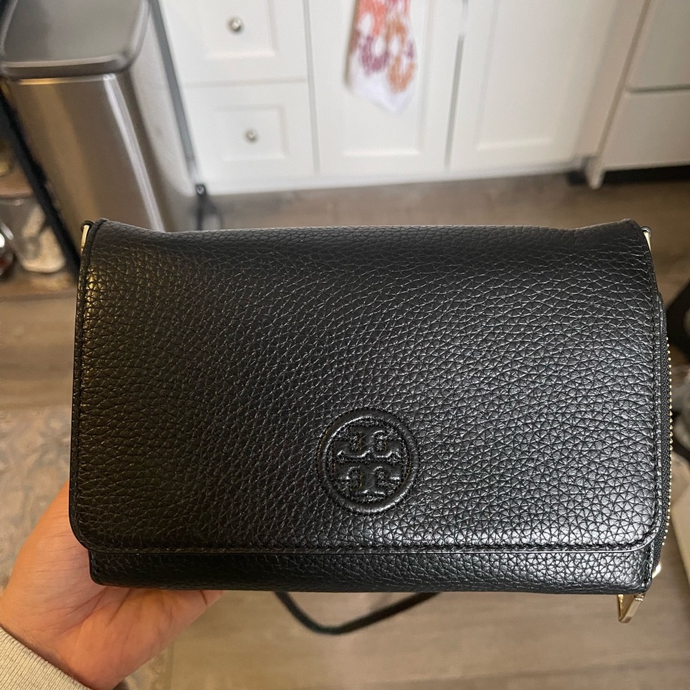 Barely Used- Tory Burch Black Leather Crossbody Bag
